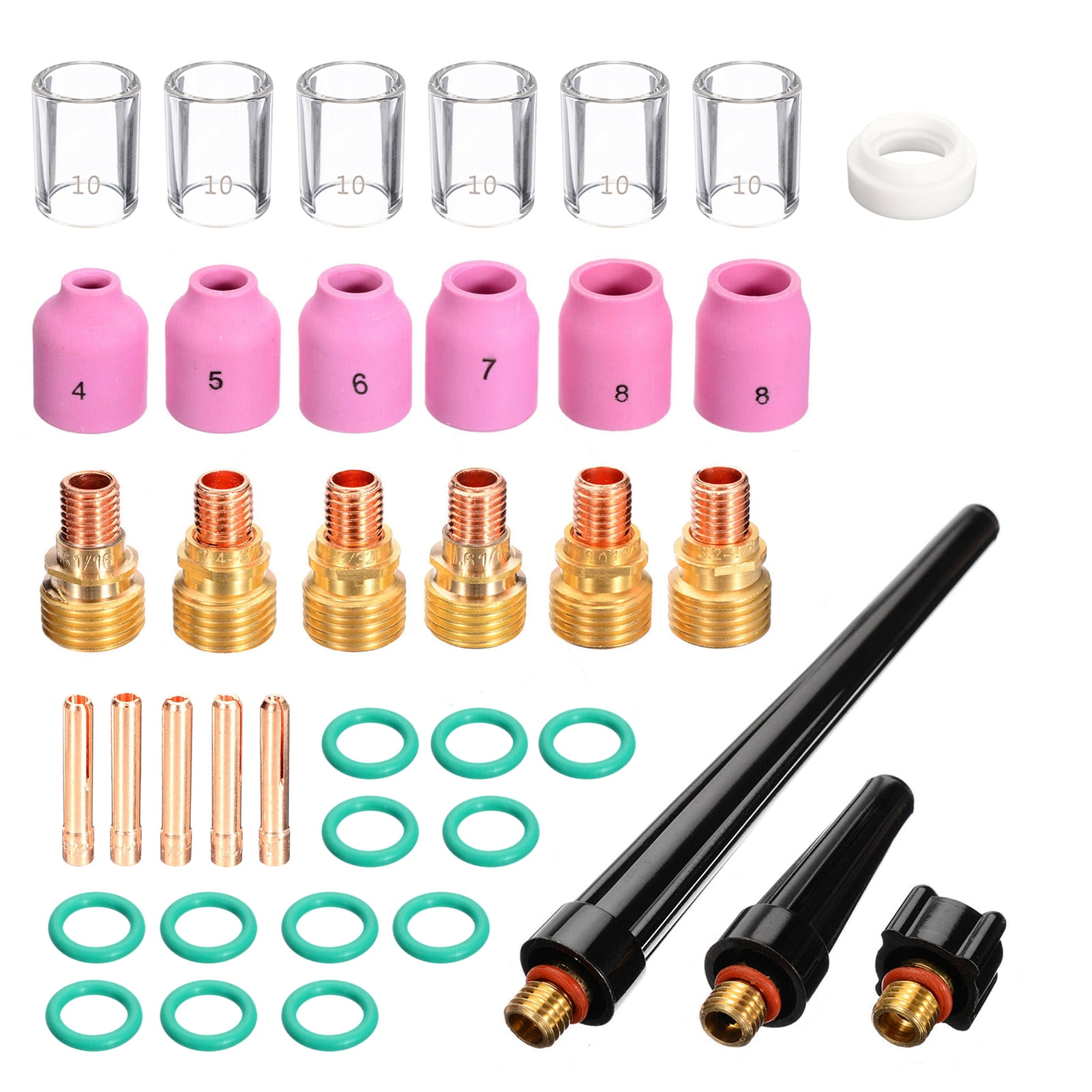 Generic 40 Pcs Accessoires de Torche à Souder TIG Collets Résistants à la Chaleur pour Verre Kit d'Outils de Soudure WP-9/20/25