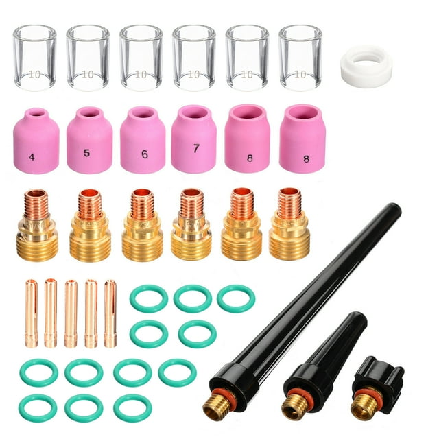 Generic 40Pcs TIG Soldering Torch Accessories Collet Bodies Collets Heat-Resistant Glass Cup Welding Tool Kit for WP-9/20/25