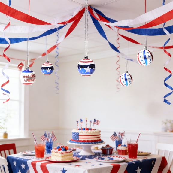 Huge Memorial Day Savings! Boovnll 4th of July Tree Decorations, 12Pcs Red White Blue Electroplate Balls Patriotic Ornaments, 4th of July Ornaments for Party Hanging Decor, 4th of July Decorations