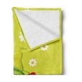 thumbnail image 2 of Fruit Soft Flannel Fleece Throw Blanket, Cartoon of Natural Deserts Daisies Watermelon Kiwi Grape Pineapple, Cozy Plush for Indoor and Outdoor Use, 50" x 70", Yellow Green Multicolor, by Ambesonne, 2 of 5