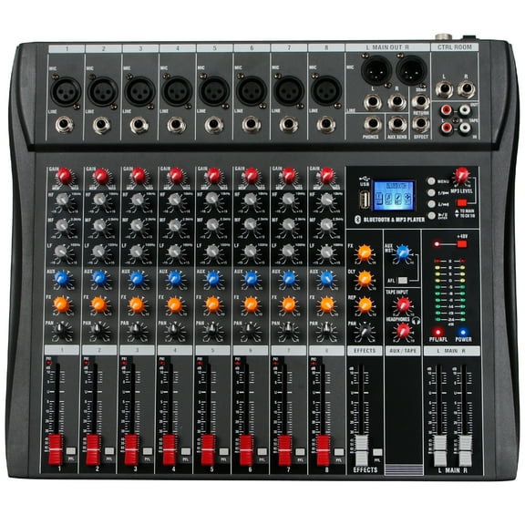 Depusheng DX8 Sound Controller Interface 8 Channel Digital USB Bluetooth MP3 Computer Input 48V Phantom Power Stereo DJ Studio