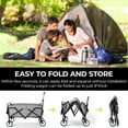 thumbnail image 6 of Collapsible Folding Wagon 150 lbs Max Load, Heavy-Duty Portable Utility Shopping Cart, Lightweight Foldable Grocery Stroller, W/360° Wheels, Carry Bag, for Camping, Beach, Garden, Sports (Grey), 6 of 17