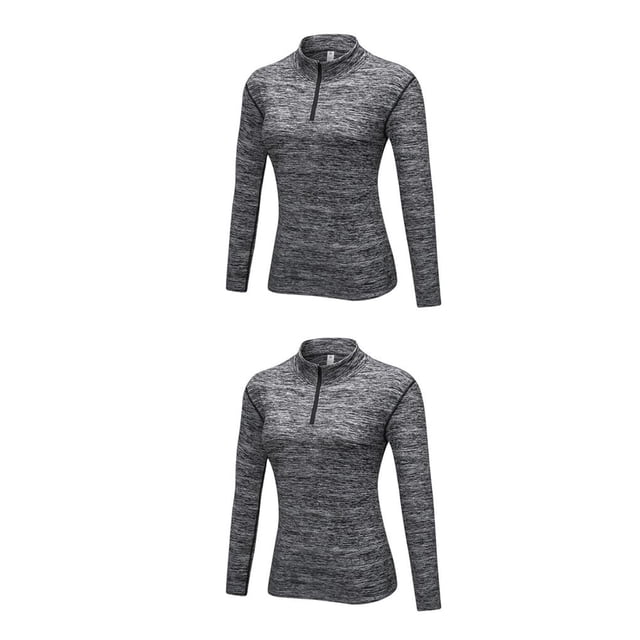 Qarigey Sudadera con capucha de cuello para mujer de otoño, camisetas térmicas para hacer ejercicio y correr para niñas, ropa cálida Type2 NO2
