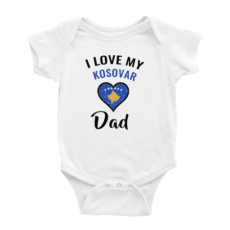 

I Love My Kosovar Dad Heart Flag Baby Bodysuit Newborn Clothes Outfits (White 18-24 Months)