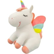 LuoHeng Cute Soft Plush Unicorn with Rainbow Wings - Kawaii Toy for Children (25CM/9.8Inch, White)