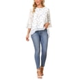 thumbnail image 2 of INSPIRE CHIC Women's Floral High Low Tops Scoop Neck Chiffon Blouse Asymmetrical Shirt 3/4 Bell Sleeve Casual Summer Tops S White, 2 of 6