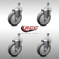 thumbnail image 2 of 5 Inch SS Thermoplastic Rubber Wheel Swivel ½ Inch Threaded Stem Caster Set SCC, 2 of 2