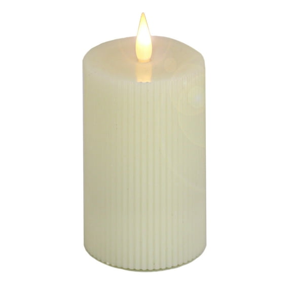 HGTV Home Collection Georgetown Real Motion Flameless Candle With Remote, Ivory with Warm White LED Lights, Battery Powered, 9 in