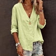 thumbnail image 4 of Linen Shirts For Women，Women'S Linen Henley Shirts Boho Peasant Gauze Blouses Lightweight Linen Blouses For Women Button V Neck Summer Linen Tops For Women Peasant Tops For Women, 4 of 4