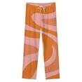 thumbnail image 4 of Abstract Orange Pink Wavy Lines Winter Female Pants Flannel High Waist Women Pants Lady Warm Straight Leg Plush Trousers, 4 of 7