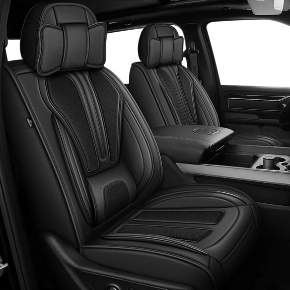 HQBQBUG Full Set 5-Seats Seat Covers Fit for Dodge RAM 2012-2025 2026 1500 2500 3500 Crew Quad Regular Cab Full Set Pickup Truck Seat Covers (For Flat Bench)