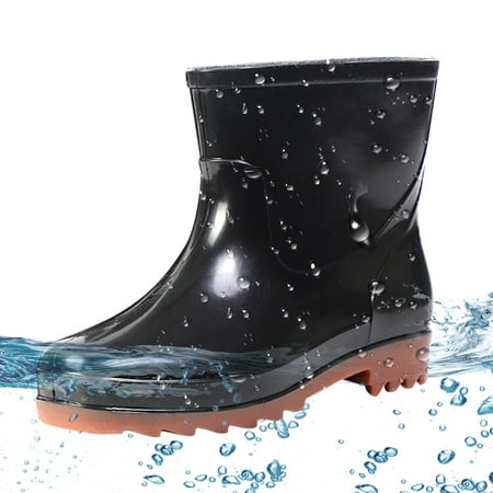 

Cathalem Short Dress Boots Men Man Short Rubber Rainboots Waterproof Rubber Boots For Garden Man Rain Winter Boots for Men Brown 9.5
