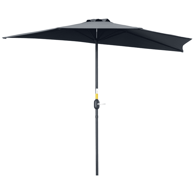 Outsunny Parasol Demi-Rond 9 Pi Extérieur Balcon Parasol Patio Jardin Extérieur Fenêtre Pare-Soleil avec 5 Baleines Gris