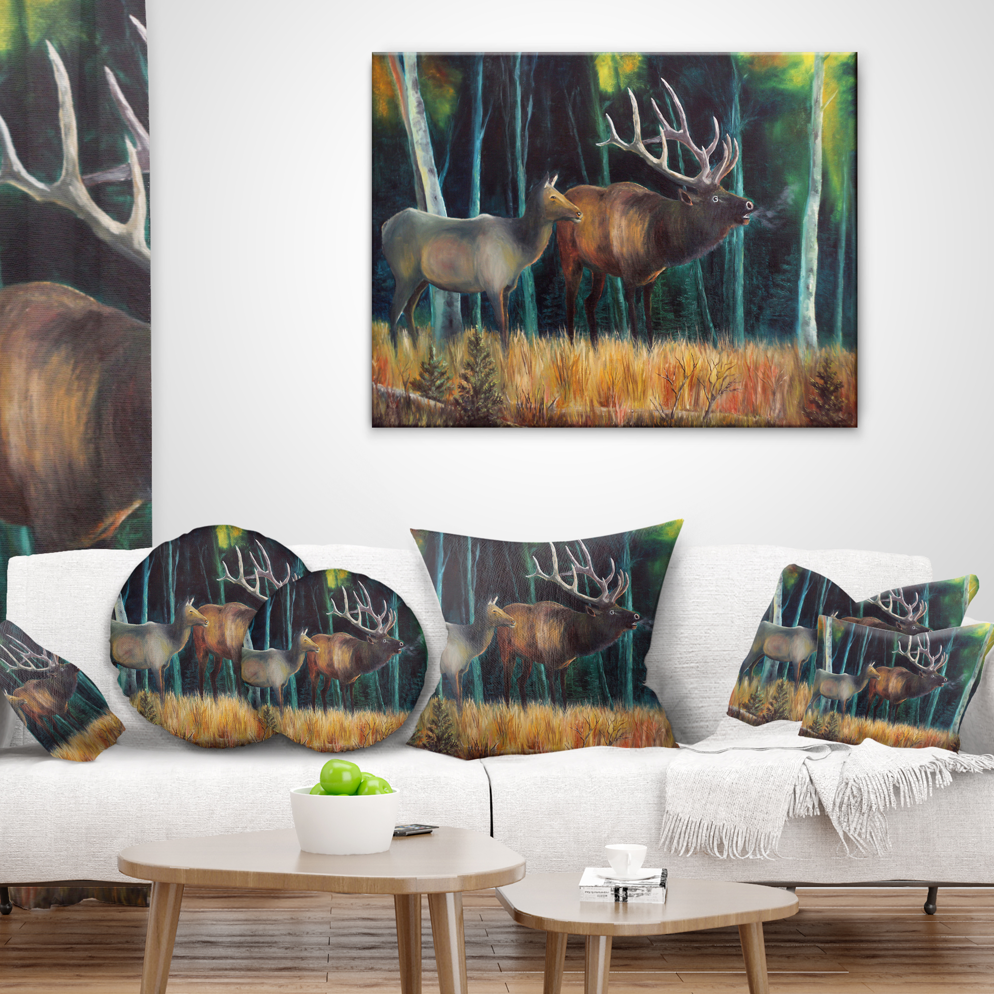 Designart Wandering Deer in Forest - Animal Throw Pillow - 12x20