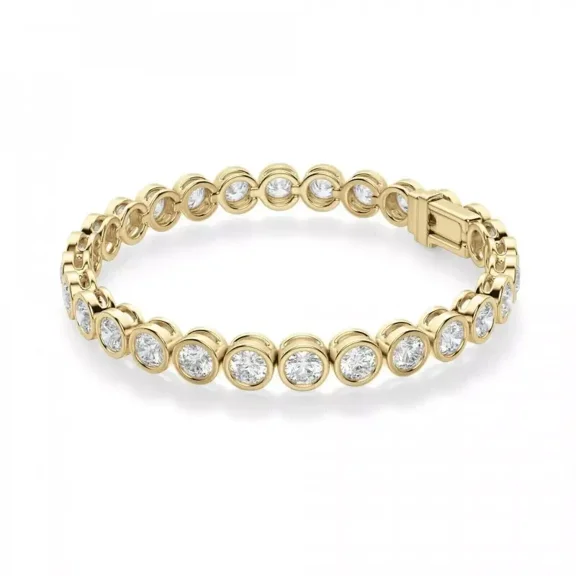 Aishvi Jewels 9Ct Round Cut Lab-Created Diamond Bezel Tennis Bracelet 14K Yellow Gold Plated