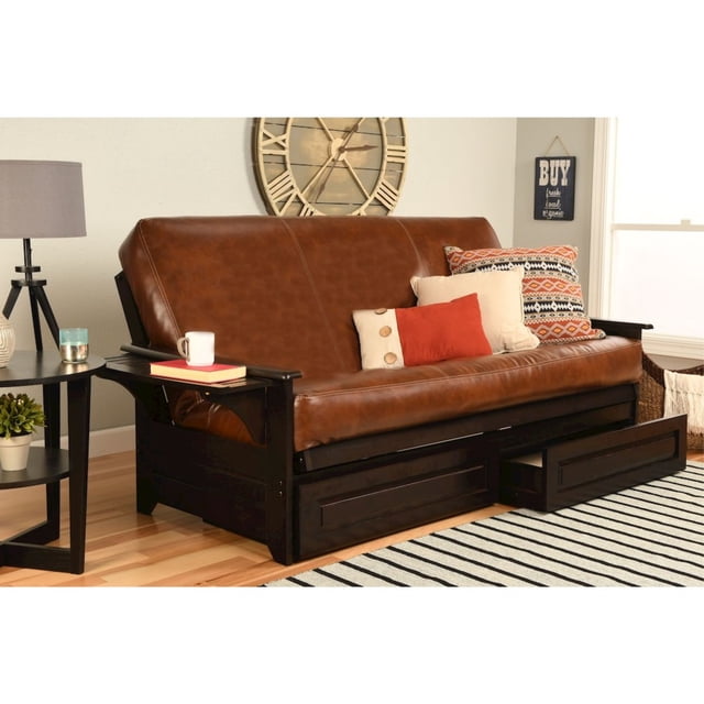 Phoenix Frame Queen-Espresso Finish- Trail Saddle Mattress-Stora Drawers
