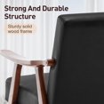 thumbnail image 6 of LegaHome Mid-Century Modern Accent Chair, PU Leather Arm Chair with Solid Wood Frame and Extra-Thick Backrest, Upholstered Lounge Armchair Comfort Reading Chair for Living Room, Black, 6 of 11