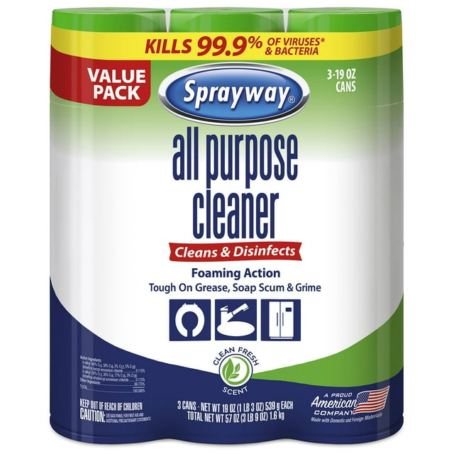 Sprayway All-Purpose Disinfectant Cleaner, 19 oz. cans, Choose Pack Size