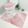 thumbnail image 2 of Pink Gold Marble Pattern Bathroom Rugs Sets 3 Piece,Toilet Cover Set,Absorbent Non Slip Bathroom Mats Sets with U-Shaped Contour Rug Toilet Rug Set, 2 of 5