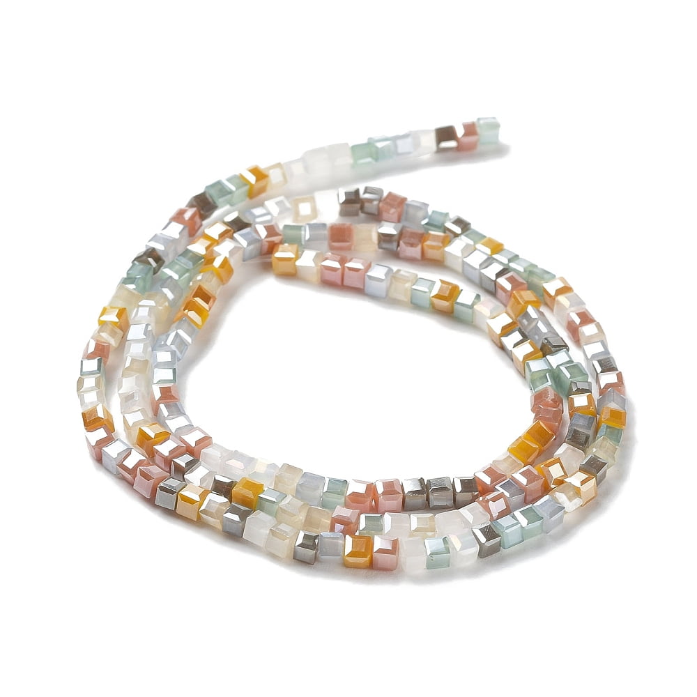 20strands Gradient color Electroplate Glass Bead Strands Segmented Multi-color AB color Faceted Cube Light Steel Blue 2.5x2.5x2.5mm Hole: 0.8mm about 170~180pcs/strand 16.93~17.72 inch(43~45cm)