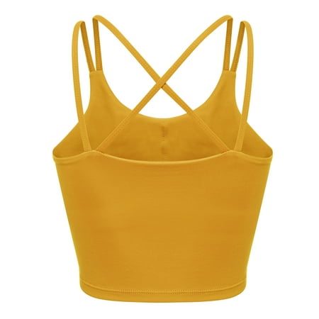 

FUTATA Women Cross Back Sport Bras Padded Strappy Criss Cross Cropped Bras for Yoga Workout Fitness