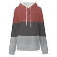 thumbnail image 3 of cllios Hoodies for Women Casual Color Block Top Comfy Novelty Drawstring Pullover Sweatshirt Long Sleeve Plus Size Shirt Blouse, 3 of 4