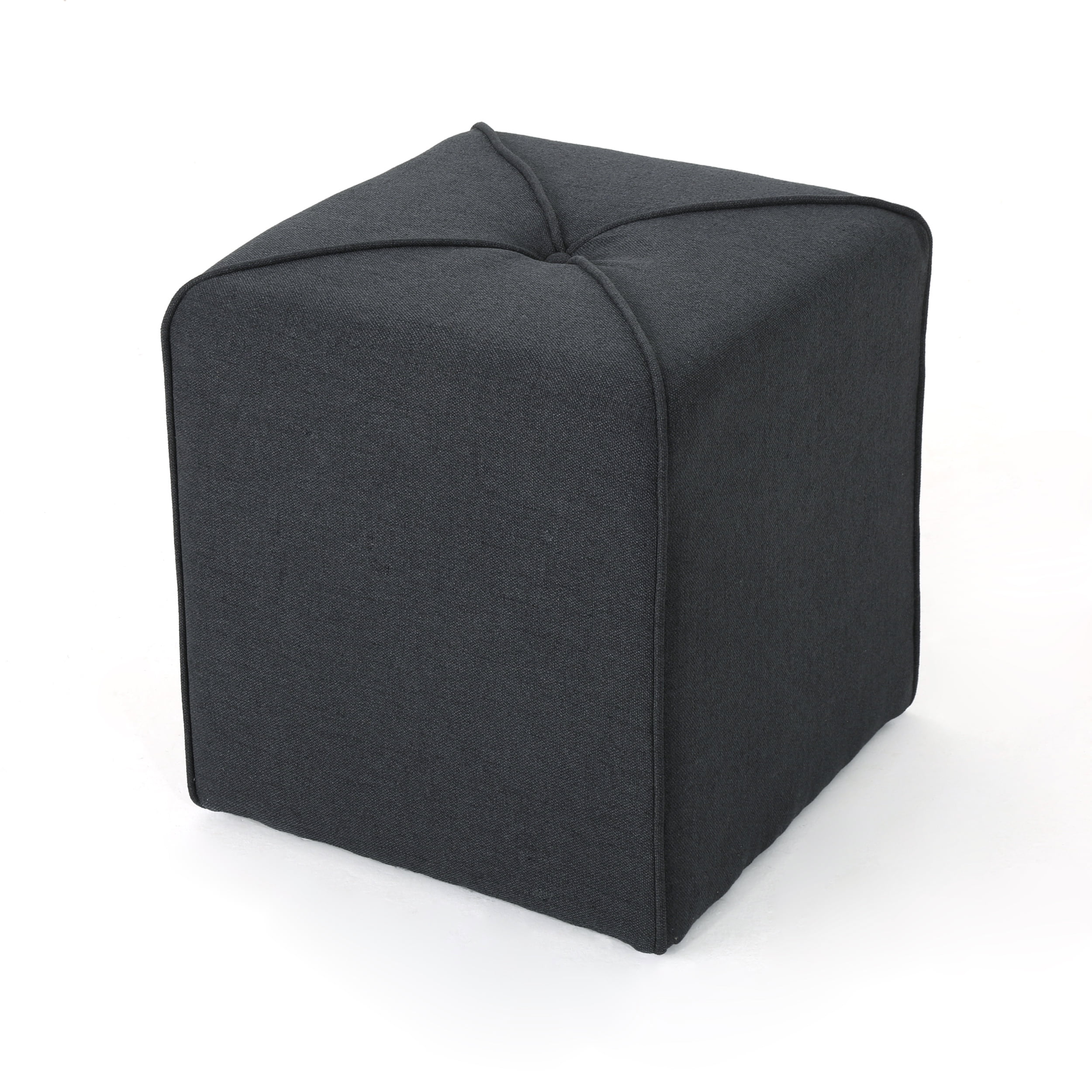 Tammy Fabric Square Ottoman, Dark Charcoal