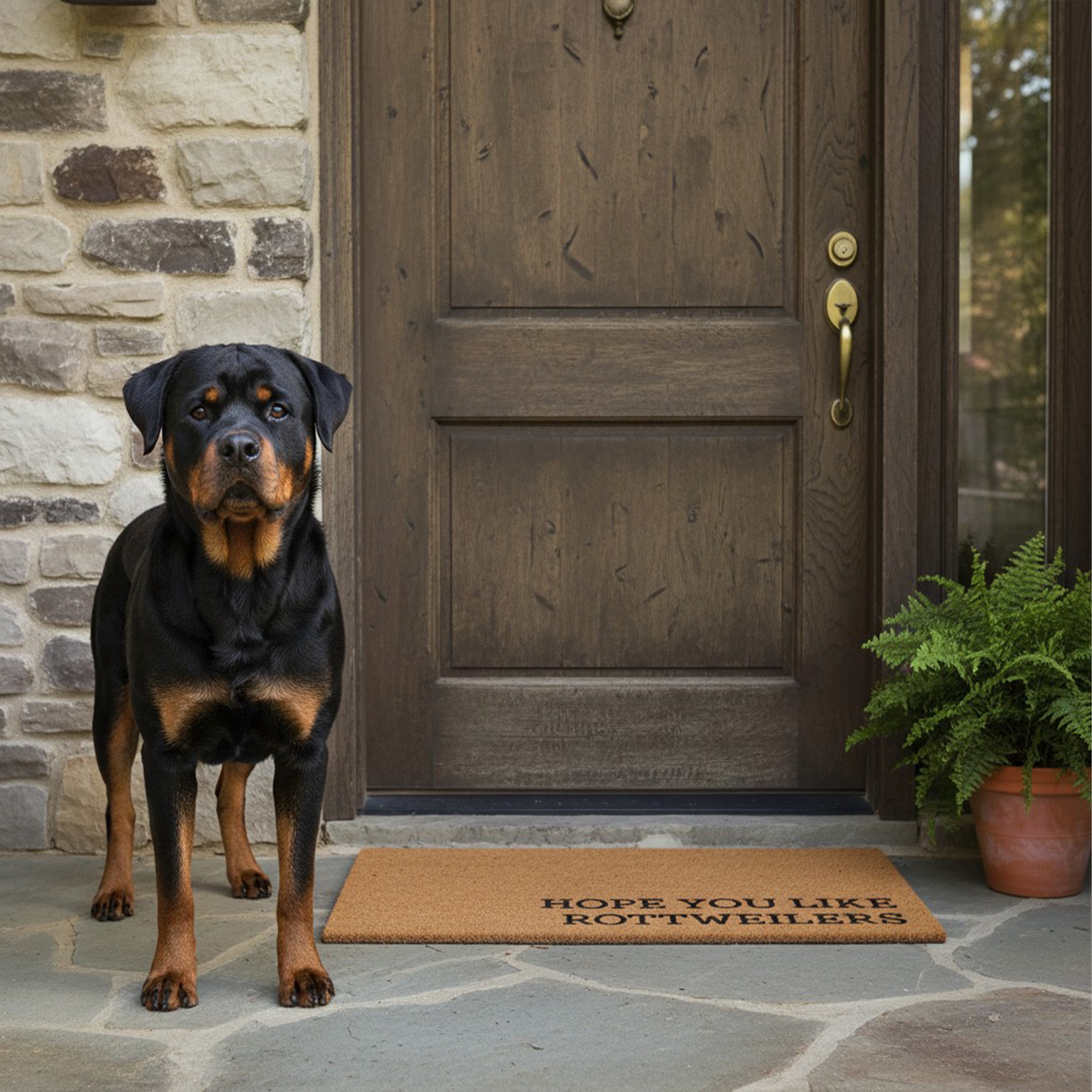 Hope You Like Rottweilers Non Slip Vinyl Backing, Front Doormat, Entryway Doormat, 17"x29"