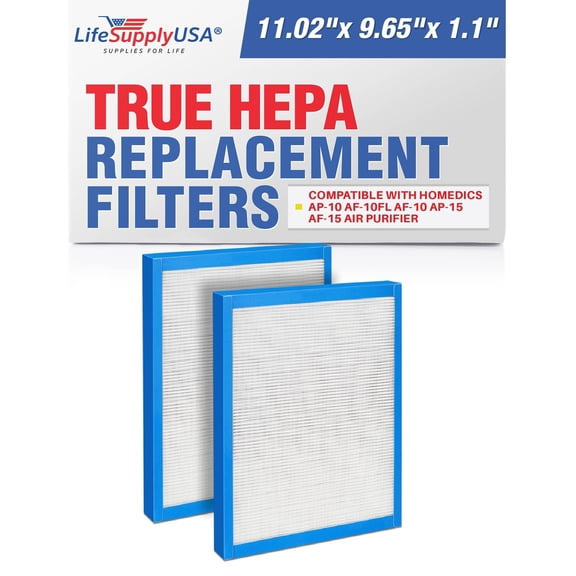 AF-10FL / AF-15FL True HEPA Filter Replacement Compatible with HoMedics AP-10,  AF-10 AP-15 AF-15 Air Purifiers by LifeSupplyUSA (2-Pack)