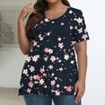 thumbnail image 2 of Womens Plus Size Tunic Tops with Prints Short Sleeve V Neck T Shirts Loose Fit Casual Summer Flowy Blouses 1X-5X (5XL, Black 02), 2 of 6