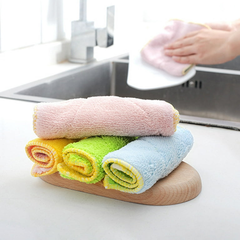 2-8Pcs Kitchen Dish Cloths Reusable Dish Towels Double-layer