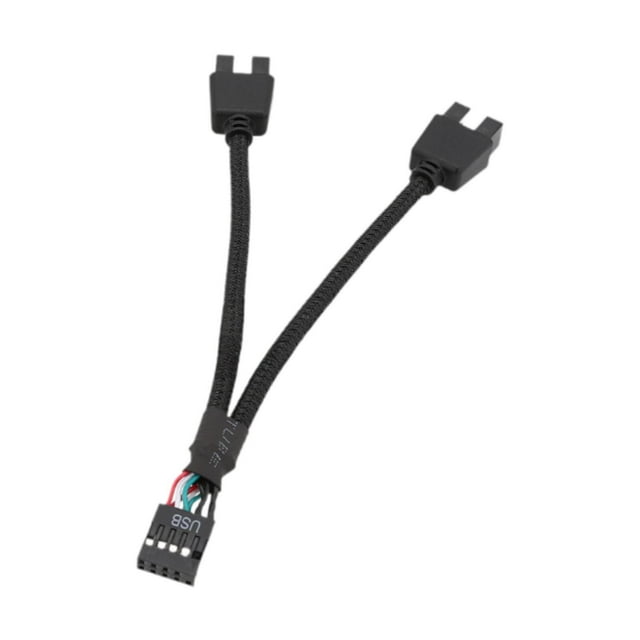 Cable de extensión USB de 9 pines para placa base, de 9 pines a doble 9USB, multifunción, malla , resistente, para componentes del hogar. Negro