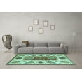 thumbnail image 3 of Ahgly Company Indoor Round Abstract Turquoise Blue Modern Area Rugs, 3' Round, 3 of 4