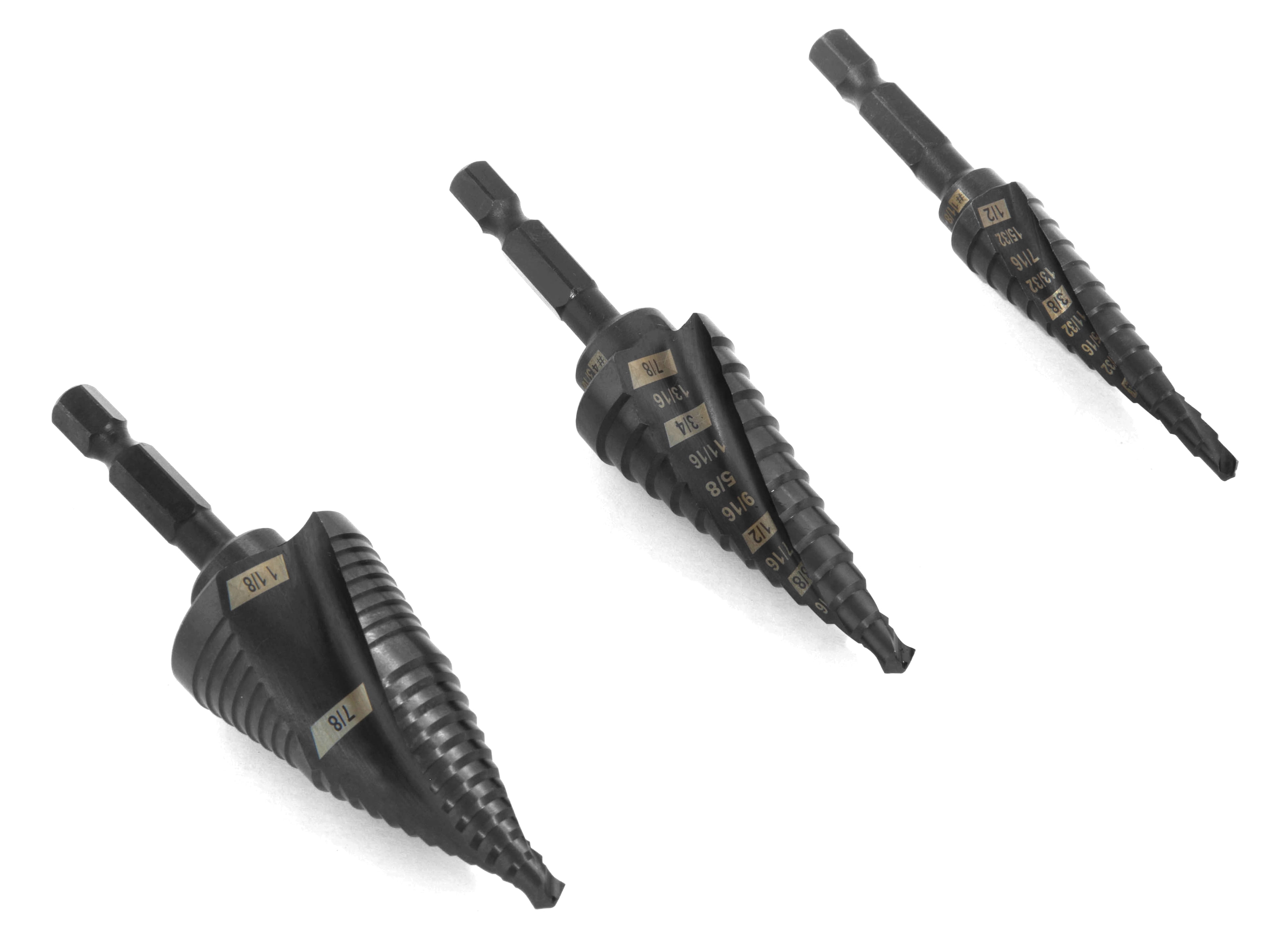WEN 3-Piece Impact-Duty Titanium Step Drill Bit Set with #1, #4, and #9 Step Drill Bits