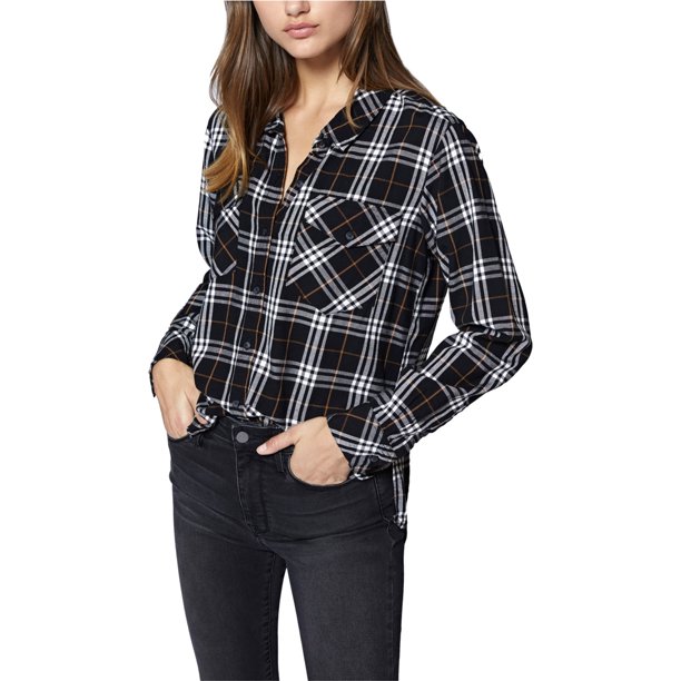 Sanctuary Clothing - Camisa con botones para mujer, color negro, pequeño Sanctuary Clothing Camisa con botones