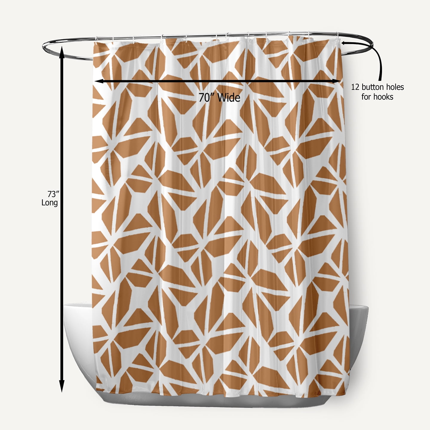 Simply Daisy 70" W x 73" L Kaleidoscope Graffiti Polyester Shower Curtain, Caramel [1 Ct]