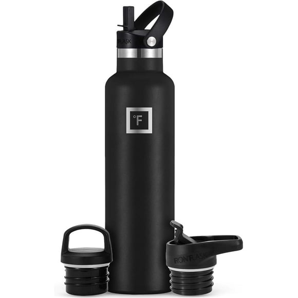 Camping & Hiking Hydration Canteen - 24/32 oz with 3 Lids - Insulated Water Bottle with Straw - Double Walled Stainless Steel - Vacuum Leak Proof BPA Free - Travel Sports Gym Flask
