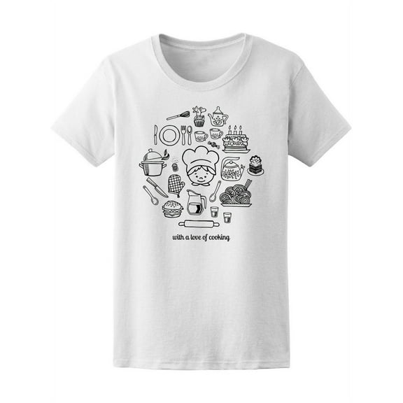 Chef & Kitchen Tools Love 2 Cook T-Shirt Women -Image by Shutterstock, Female Large