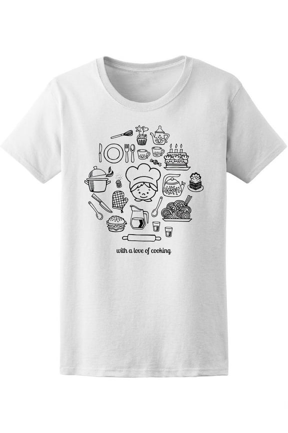 Chef & Kitchen Tools Love 2 Cook T-Shirt Women -Image by Shutterstock, Female Large
