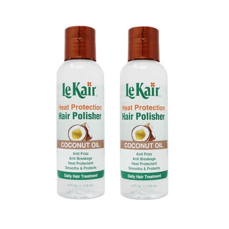 LeKair High Heat Protection Hair Polisher - Coconut Oil , Anti Frizz, Anti Breakage, Heat Protectant, Smooths & Protects, Daily Hair Treatment 4 Fl Oz - 2 Pack