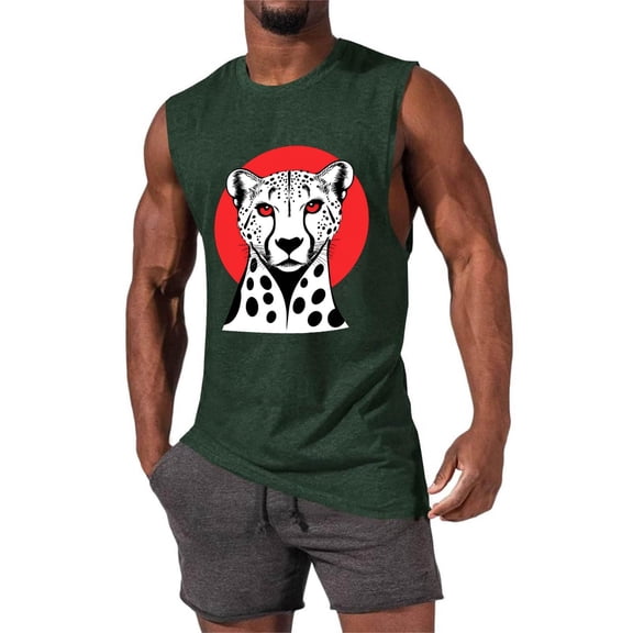 Jyeity Mens Tank Tops Crew, Neck Sporty Tank Tops Print Casual Breathable Tank Top