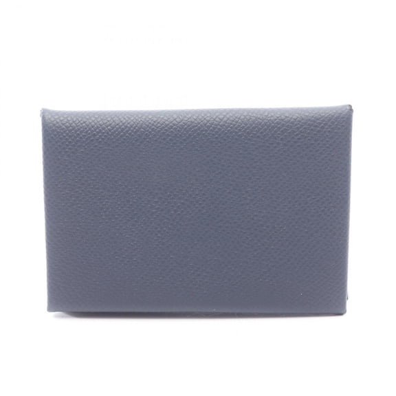 Pre-Owned Hermes Calvi Bleu Nuit Wallet - Coin Purse Leather Veau Epsom Women's Navy
