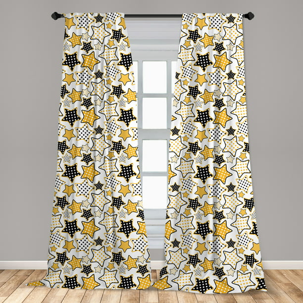 Window Ds For Living Room Bedroom, Yellow And Black Window Curtains