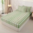 thumbnail image 3 of Castle Fairy Geometric Vertical Stripe Zipper Full Size Comforter Sets with Fitted Sheet and 2 Pillowcases,Minimalist Thin Line Zipper Bedding Set,Sage Pink White,Reversible, 3 of 7