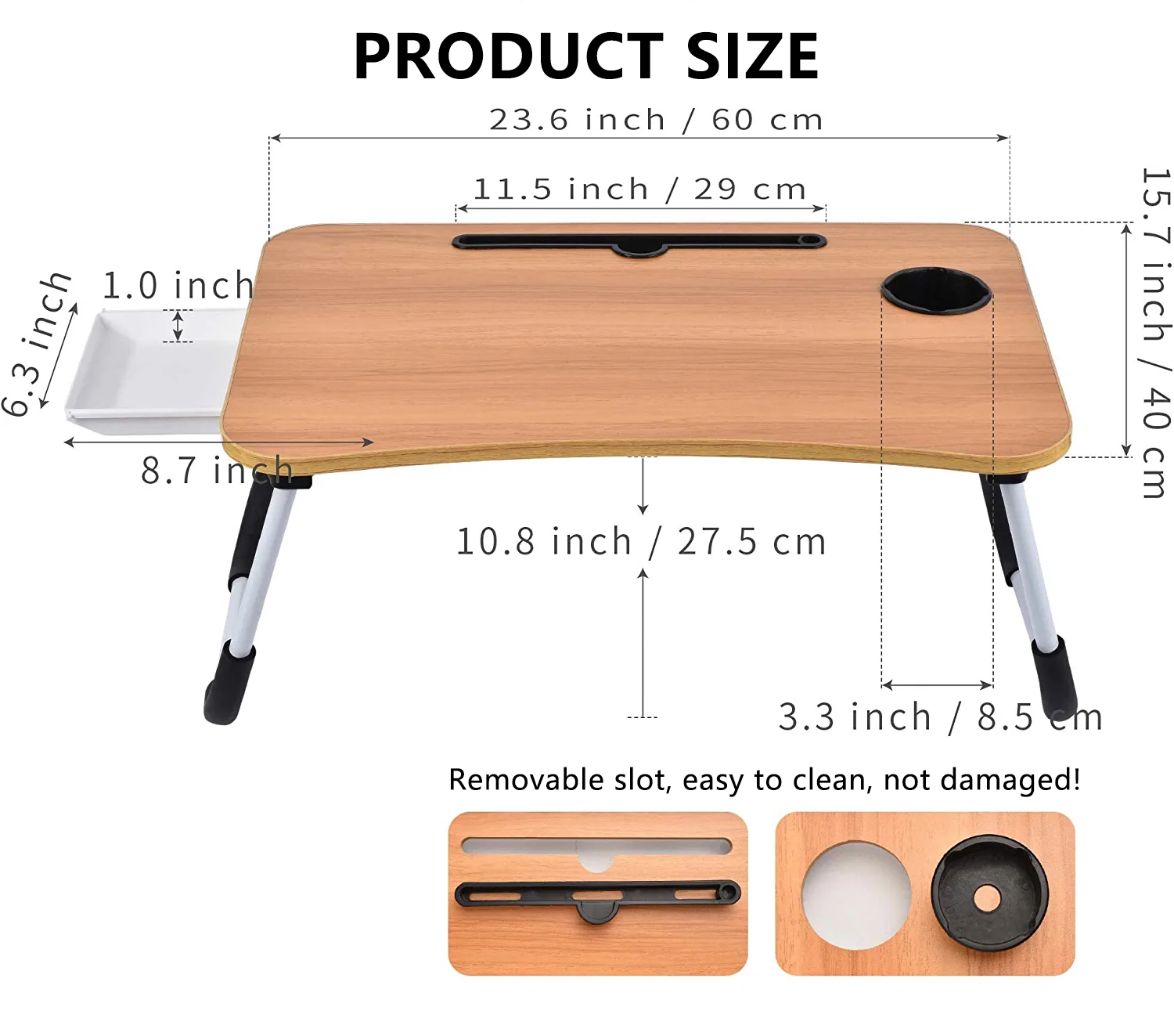 PHANCIR Foldable Lap Desk, 23.6 Inch Walnut photo 5