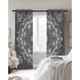 thumbnail image 4 of Grey Boho Blackout Curtains for Bedroom Living Room Darkening Curtains 96 Inches Long Abstract Floral Southwestern Ethnic Tribal Window Curtain 2 Panels Set Window Treatment Grommet Drapes 52"x96", 4 of 9