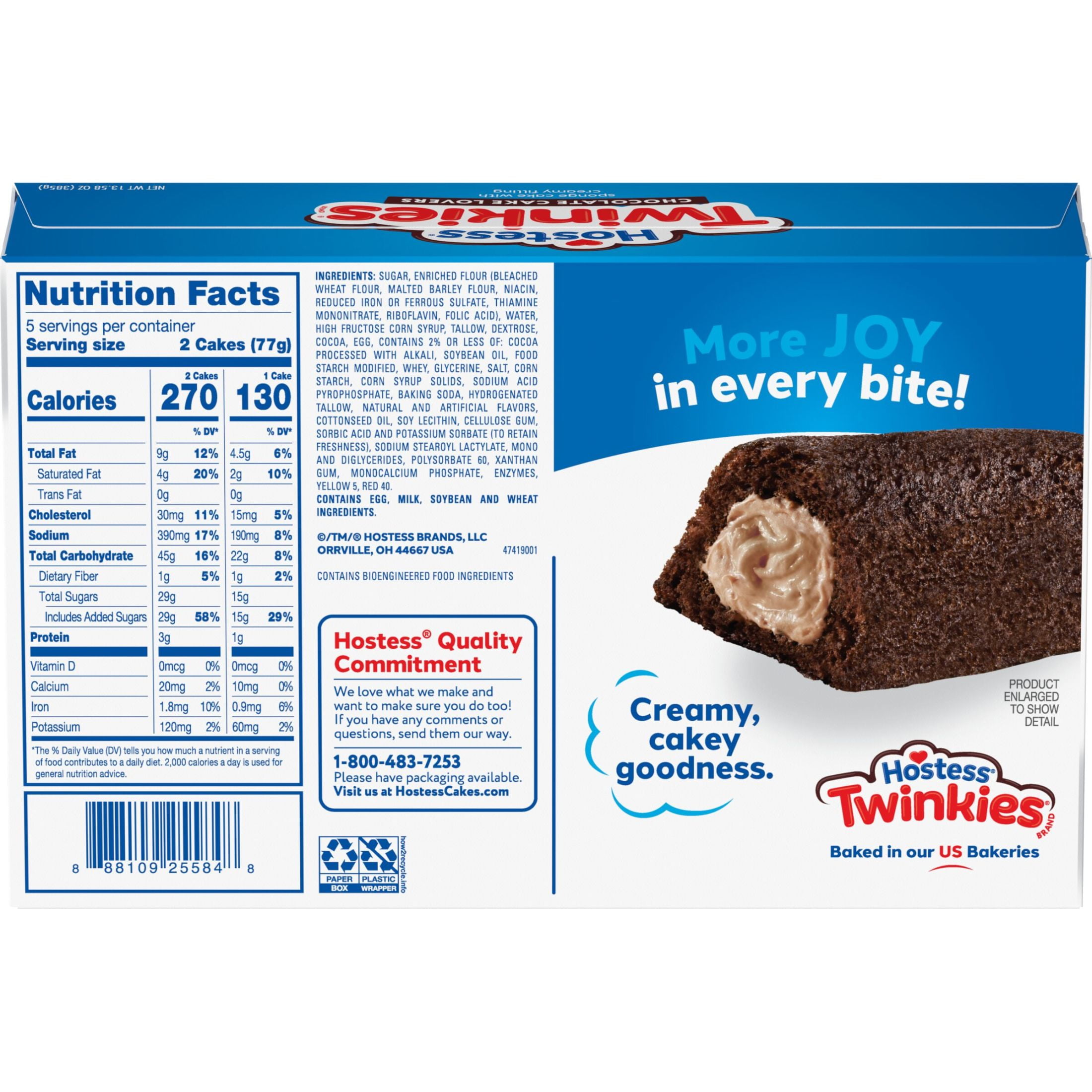 Hostess Twinkies Chocolate Lovers Snack Cakes, Chocolate Sponge Cake with Chocolate Flavored Filling, 13.58 oz Box (10 Count)