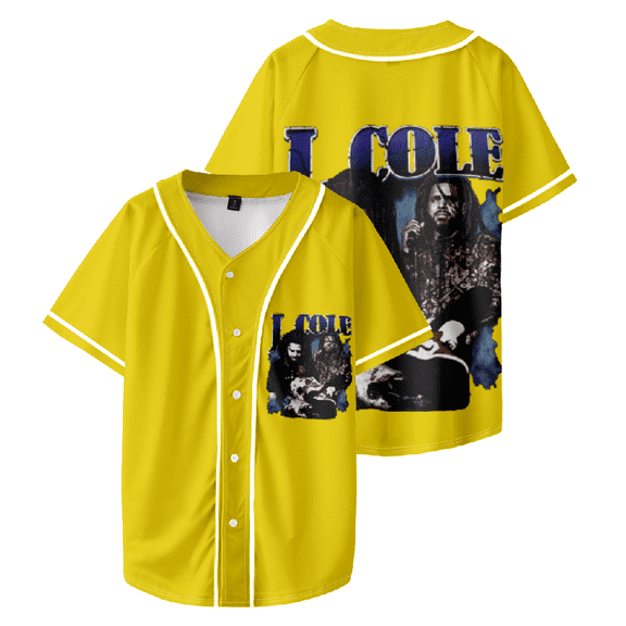 J Cole Rapper Baseball Jersey Man/Woman Hip Hop Tee Shirt yellow Short Sleeved