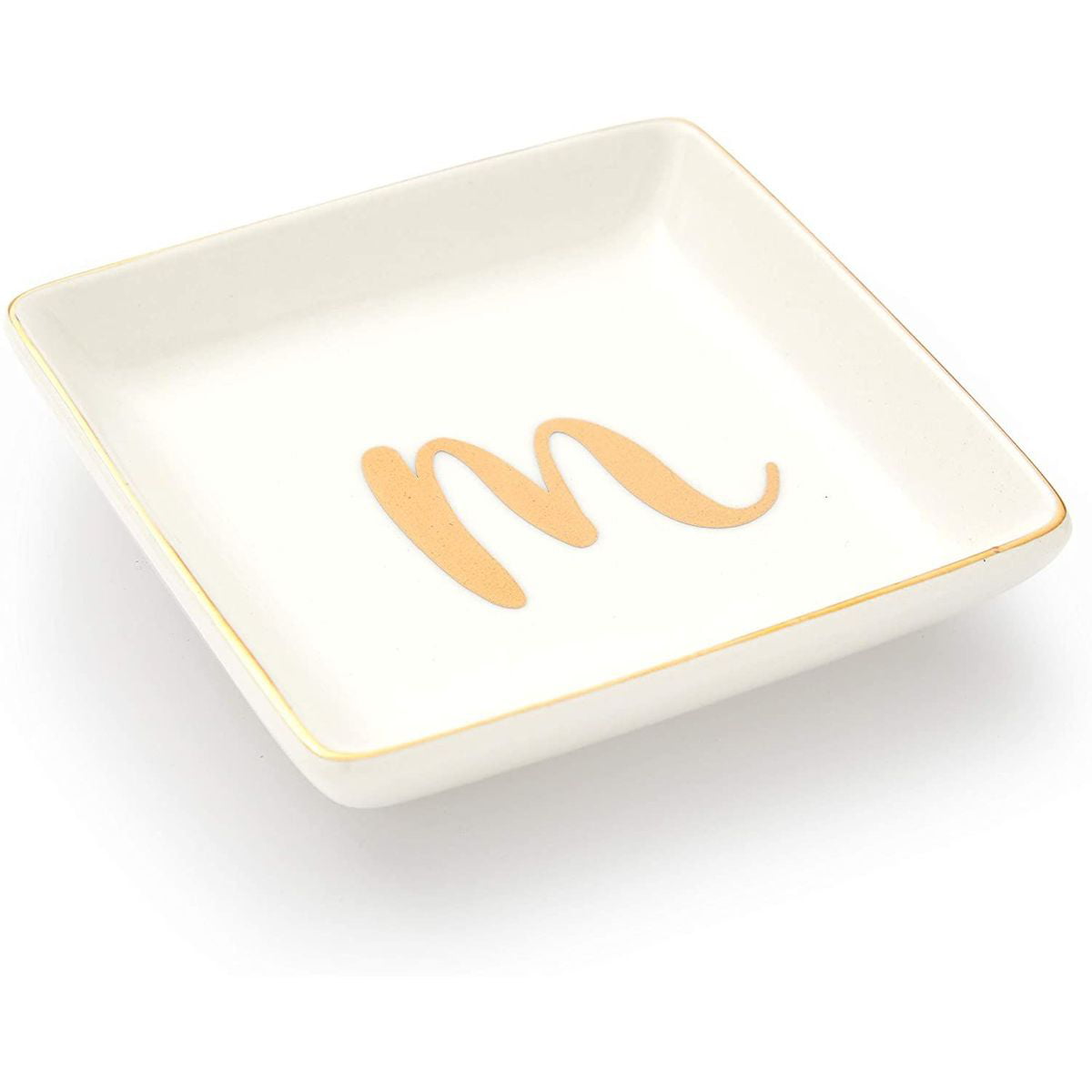 Mothers Day Gift Engraved White Rectangle With Kids Names Personalized Ring Tray Dish Trinket Plate