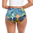 thumbnail image 4 of Braguitas personalizadas para mujer con diseño de paisaje de Van Gogh, Snoopy y Charlie Brown, ropa interior elástica para mujer, calzoncillos de Peanuts, 4 of 5